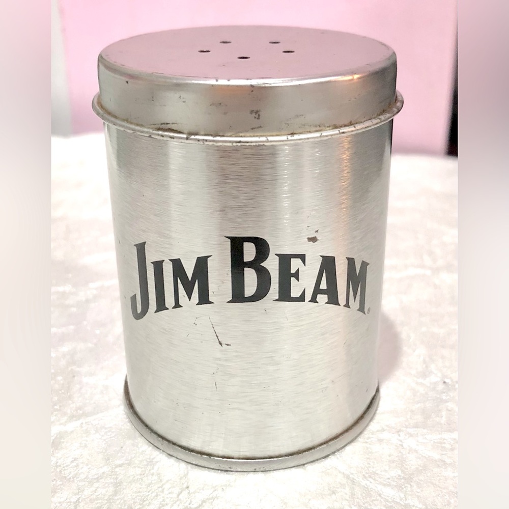 JIM BEAM silver salt & pepper shakers size 4x2 preowned